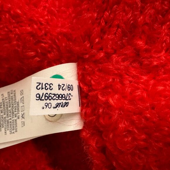 NEW Aerie Fuzzy Plush Teddy Oversized V-Neck Sweater Red Women's Size XS - Picture 8 of 11